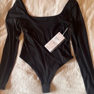 lululemon Wundermost Square Neck Black Long Sleeve Bodysuit - Size M